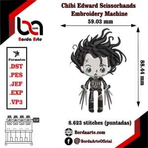 Chibi Edward Scissorhands Embroidery Design