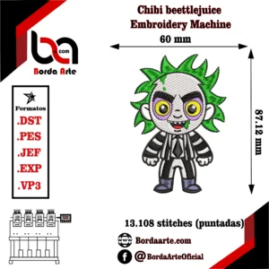 Chibi beettlejuice Embroidery Machine
